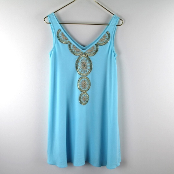Lilly Pulitzer Blue Sleeveless V-Neck Sundress - Picture 1 of 6